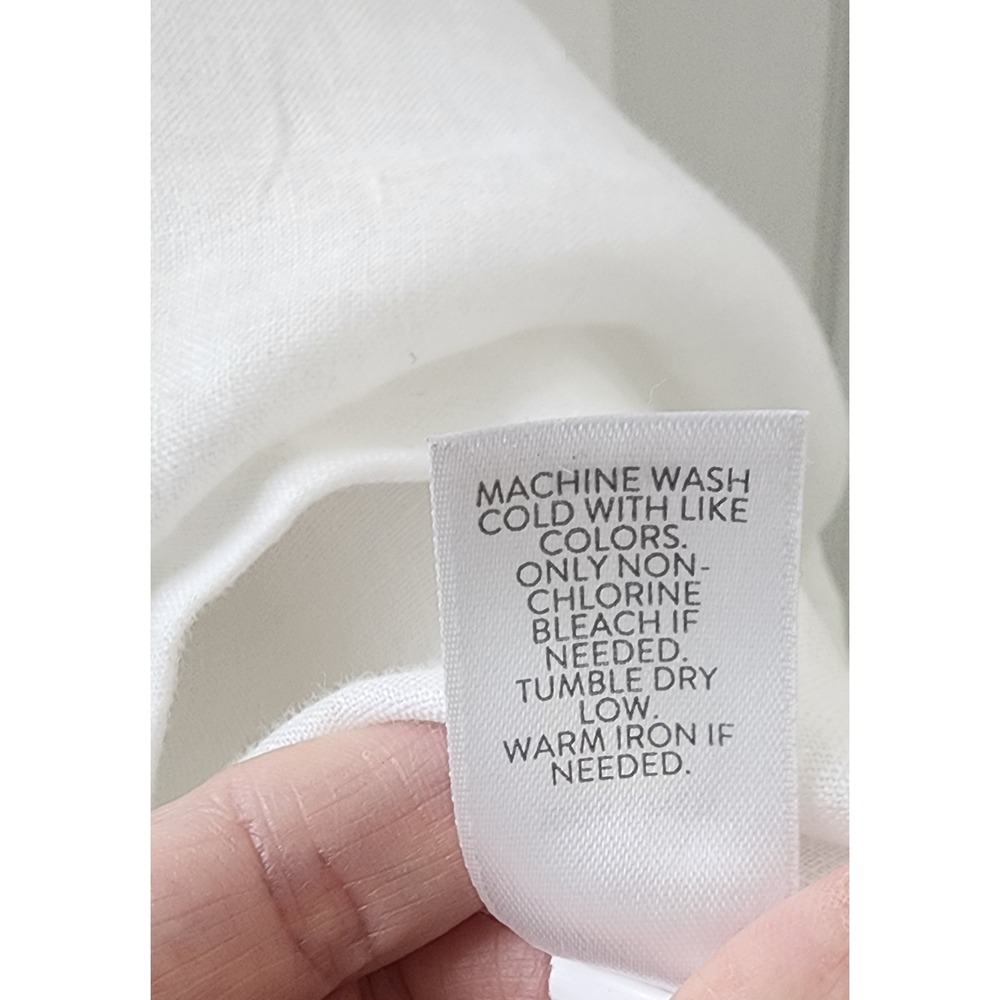 J.Jill Love Linen White Asymmetrical Hem Tunic Top Split Neck Long Sleeve Small - Picture 6 of 9